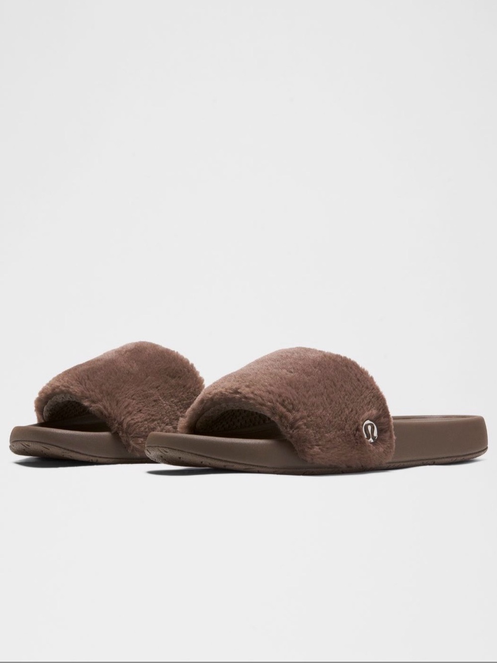 Lululemon Women's Restfeel Faux Fur Slide - Dark Chestnut / Silver | US 8 | NWT